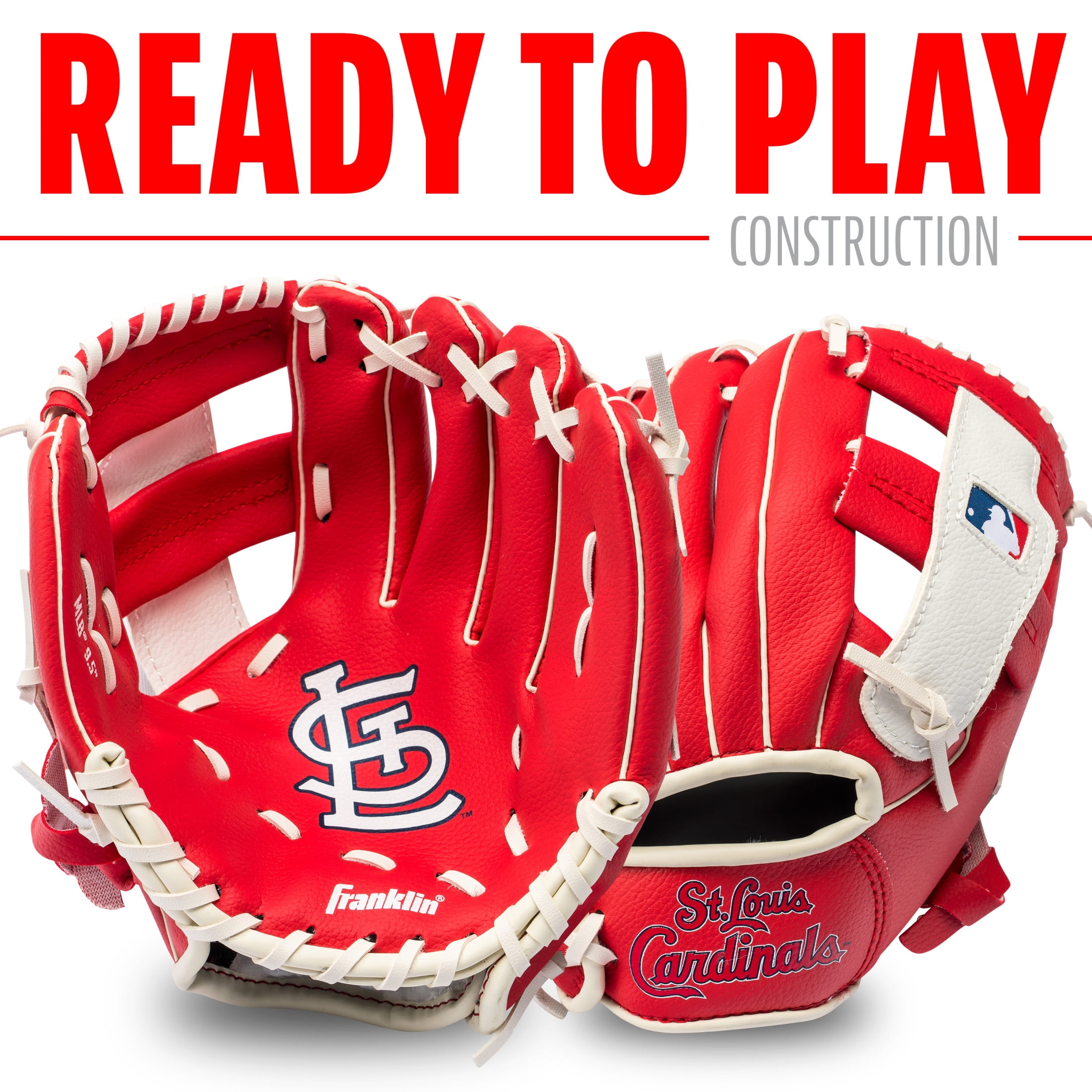 Franklin Sports MLB St. Louis Cardinals Youth Teeball Glove + Ball Set, 9.5 in