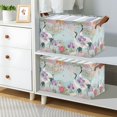 thumbnail image 2 of Yayeee Foldable Storage Basket for Shelves Set of 2 Waterproof Cloth Bins with Handles, Green Floral Cranes Pattern, 2 of 7