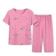 thumbnail image 2 of LSLJS Women's Summer Two Piece Set Short Sleeve Round Neck Pajama Set Printed Tops Pants Set, Womens Pajama Sets, 2 of 3