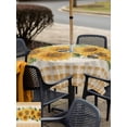 thumbnail image 5 of Outdoor Tablecloth with Umbrella Hole for Patio/Picnic/Party/Camping, Sunflower Waterproof Table Cloth Square Cover Washable, Green Botanical Yellow Floral Rustic Plaid (54"x 54"), 5 of 9