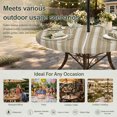 thumbnail image 6 of Round Outdoor Tablecloth with Umbrella Hole and Zipper, Brown Grey Striped Tablecloth with Elastic Waterproof, Farmhouse Stripes Modern Abstract Art Patio Table Covers for 45" - 54" Pool Tables, 6 of 9