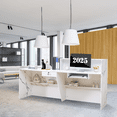 thumbnail image 6 of Haooyeah 86.8" Reception Desk with Lockable Drawer, Keyboard Tray, Storage Shelves & Cable Management, Marble Front Counter for Office, Hotel Lobby, Meeting Room, 6 of 9