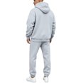 thumbnail image 6 of Men's 2 Piece Sweatsuit Hoodie Tracksuit Set Long Sleeve Pullover Outfit with Pockets Elastic Waist Drawstring Casual Athletic Jogging Gym Running Winter Workout Light Gray XL, 6 of 6