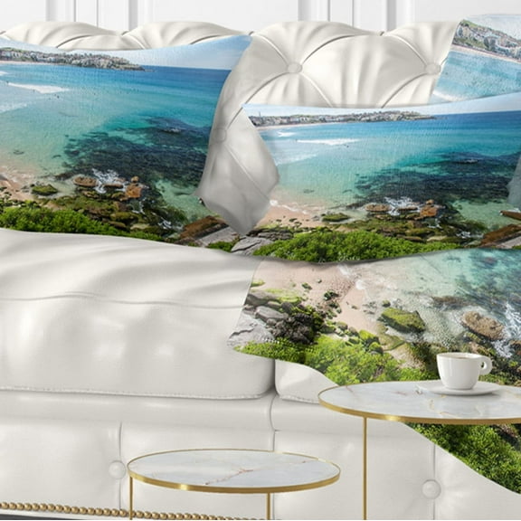 Designart 12" x 20" Blue Polyester Throw Pillow