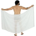 thumbnail image 4 of HAPPY BAY Men's Pareo Holiday Beach Wraps Stylish Bathing Suit Sarong One Size White, Solid Summer Vacation Aloha, 4 of 4