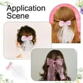 thumbnail image 6 of Uxcell Bridal Pearl Hair Bow Clip, 1 Pcs Hair Accessories for Women with Tulle and Pearls Pink, 6 of 6