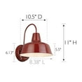 thumbnail image 5 of Design House Mason Industrial Barn Rustic Red Indoor/Outdoor Wall Light with Metal Shade, 5 of 16