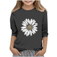 thumbnail image 2 of jobturf Shirts for Girls Trendy Flower Graphic Tees Casual Lightweight Summer Blouses Comfy Loose 3/4 Sleeve Tops Size 3-12 Years, 2 of 5