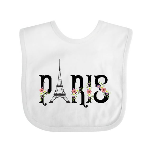 Inktastic Paris Eiffel Tower with Flowers Boys or Girls Baby Bib