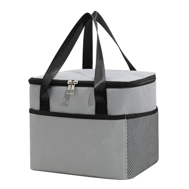 Large Insulated Bag Pizza Delivery Bag Soft with Zipper Closure Keep Food gray