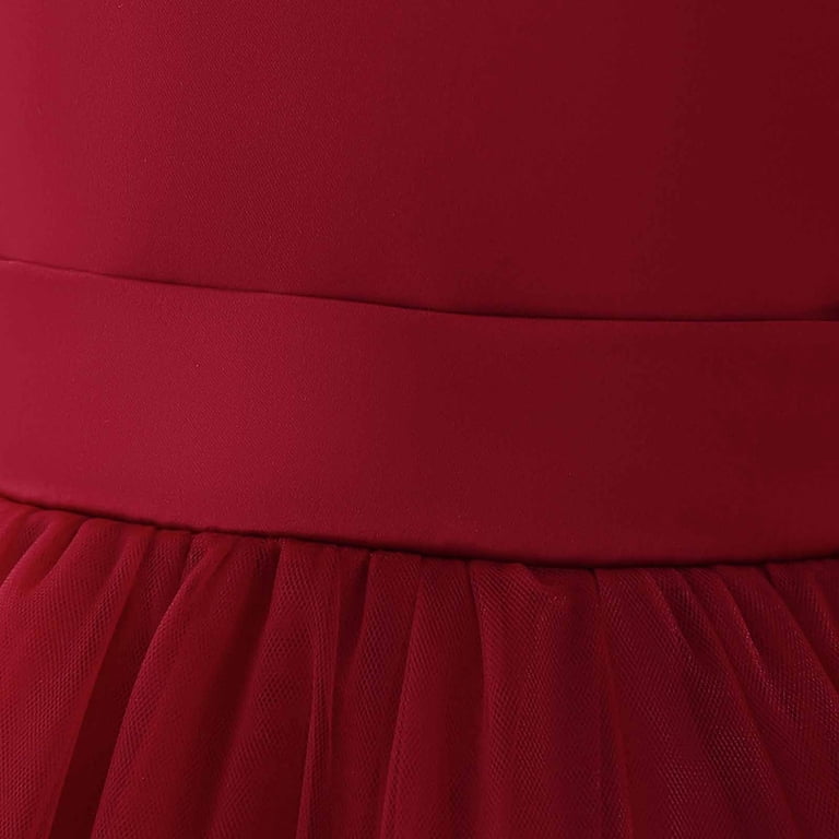 Princess Dress Up for Girls 4-6 A Cute Solid Color Long Sleeved Dress with  A Princess Dress and A Long Sleeved Round Neck Mid Waist Dress for A Young  Girl Red 130 -