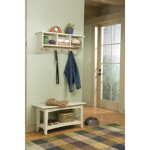 Alaterre Shaker Cottage Bench/Coat Hook with Storage, Sand