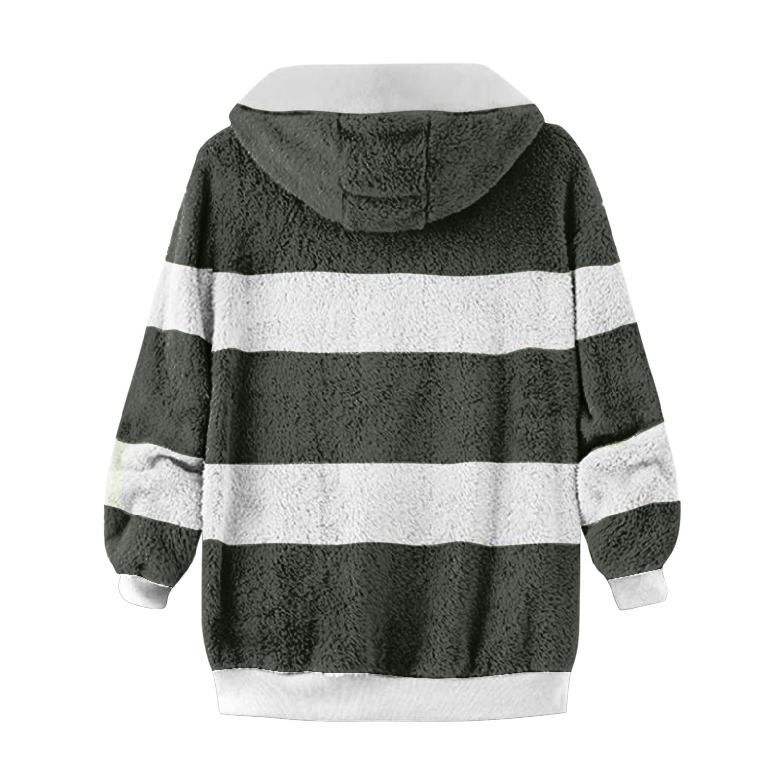 FNFYFH Ladies Plus Size Fleece Coats Color Block Long Sleeve Hooded Jackets Drawstring Winter Warm Hoodie Overcoat with Pockets Fluffy Jacket S-5XL