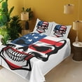 thumbnail image 2 of Ambesonne American Flag Fitted & Top Sheet Set with Shams, Scary Skull Art, Blue White Red, 2 of 5