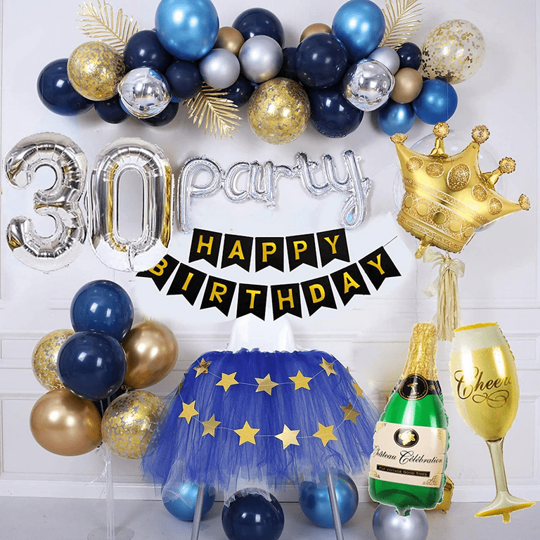 30th Birthday Party Decoration 30 Foil Balloon Cake Topper Latex