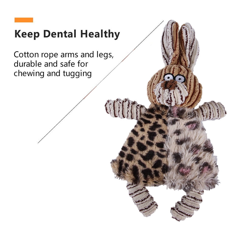 Kepooman Dog Chew Toy for Teething Chewing and Playtime, No Stuffing Plush Animal Dog Squeaky Toy, Single, Rabbit