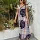 thumbnail image 3 of Vestido De Noche De Lujo Sin Mangas Para Mujer, Geometric Grid Vestido De Fiesta, 3 of 5