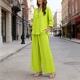 thumbnail image 5 of VBVC Women's 3/4 Sleeve 2 Piece Set,V-Neck Top and Wide Leg Pants For Women, Ladies' Breathable Summer Workwear with Pockets,Green,S-3XL, 5 of 8