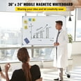 thumbnail image 3 of Double-Sided Mobile Whiteboard 36x24 Inch - Adjustable Height Rolling Dry Erase Board with 360° Rotation, Lockable Wheels for Office, Classroom & Home, 3 of 7