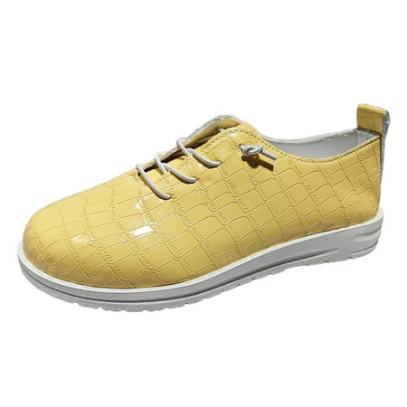 

WNVMWI Womens Shoes Slip-ons Loafers for Women Women Sneakers Boxing Shoes Ladies Fashion Solid Stone Pattern Bright Leather Lace Up Flat Bottom Casual Shoes Walking Shoes Footwear