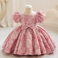 thumbnail image 2 of MEZZALL Flower Girl Dresses For Baby Girls Party Dresses Puff Sleeve Square Collar Toddler Puff Sleeve Pageant Dress With Bowknot Infants Sundress Relaxed Fit / 3-4 Years, 2 of 4