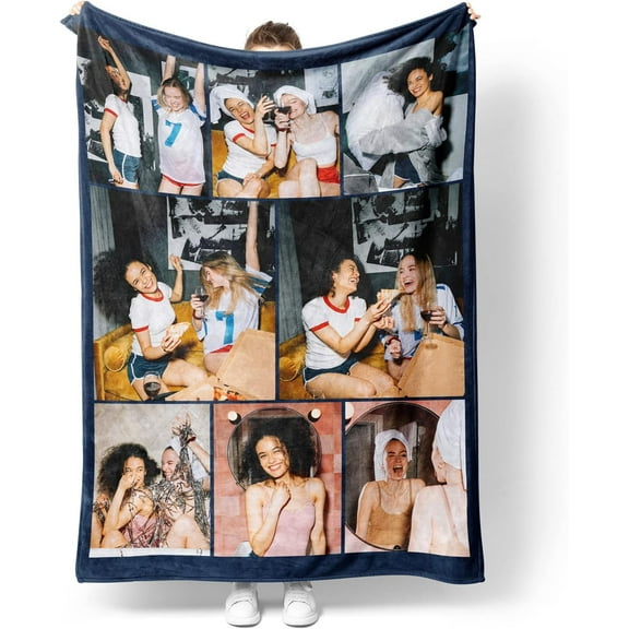 Customized Blankets with Photos Personalized Picture Collage Throw Blanket Soft Using My Own Photo Custom Personalized Christmas Warm Gifts for Women Men Family Friends