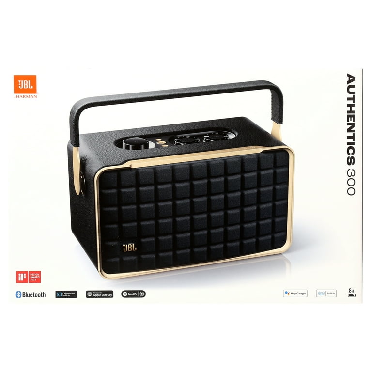 JBL Authentics 300 - Portable smart home speaker with Wi-Fi, Bluetooth and voice assistants with retro design. - Black JBL Authentics 300 - Portable smart home speaker with Wi-Fi, Bluetooth and voice assistants with retro design. - Black