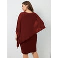 thumbnail image 6 of SHOWMALL Women's Plus Size Summer Dresses Crewneck Capelet Sleeve Chiffon Overlay Party Pencil Dress 1X-4X, 6 of 6
