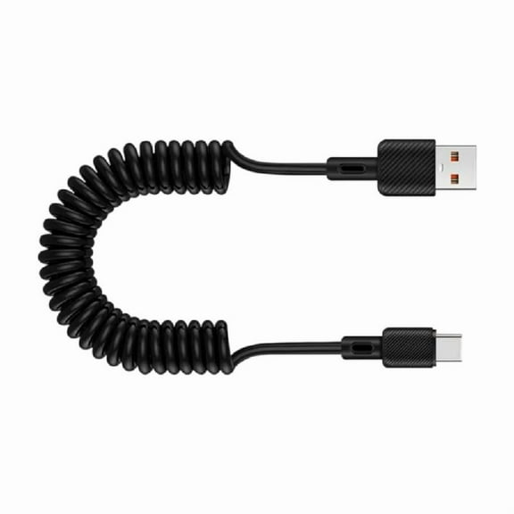 Coiled USB to USB Type C Charger Cable Data Transfer Cord for Phones Laptops