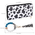 thumbnail image 2 of Cartera con estampado de vaca, de piel sintética, moderna, con estampado de vaca, para dinero en efectivo, tarjetero y brazalete con borlas de cuentas, llavero., 2 of 7