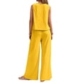 thumbnail image 5 of Women's Summer Solid-Color Elegant Two-Piece Set: Crew Neck Tank Top and Wide-Leg Pants, 5 of 5