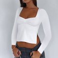 thumbnail image 1 of Camiseta De Verano Camiseta corta sin mangas para mujer Top con corpiño plisado con abertura lateral Ropa diaria (Blanco S) Cgtredaw Para estrenar, 1 of 9