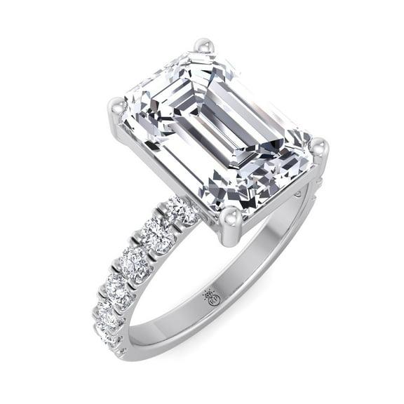 Marley - Moissanite Emerald Cut Lab Diamond Engagement Ring with Sidestones