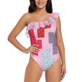 thumbnail image 2 of Sweet Cactus Pattern One Shoulder Ruffle Swimsuit Women Swimwear Sexy Beach Wear Summer Bathing Suits Sweet Cactus Pattern, 2 of 5