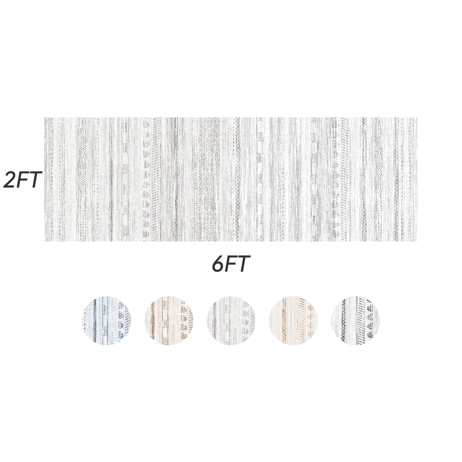 VUNATE 2'x6' Boho Runner Rug Machine Washable Rug Modern Moroccan Soft Carpet Neutral Geometric Distressed Non-Slip Rubber Backing Hallway Runner Rug for Kitchen Entryway Bedroom Laundry Room Gray