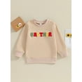 thumbnail image 2 of Bslissey Kids Boys Girls Casual Sweatshirt Long Sleeve Fuzzy Letter Embroidery Pullovers Toddler Crew Neck Loose Hoodie 12M 18M 24M 3T 4T 5T Spring Fall Daily Tops, 2 of 8