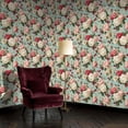 thumbnail image 6 of Floral Peel and Stick Wallpaper Vintage Floral Roses Blossoms Green Leaves Blue Wall Mural 17.7in x 9.8ft Self Adhesive Removable Wall Paper Renter Friendly Wallpaper for Bedroom Nursery Kids, 6 of 8