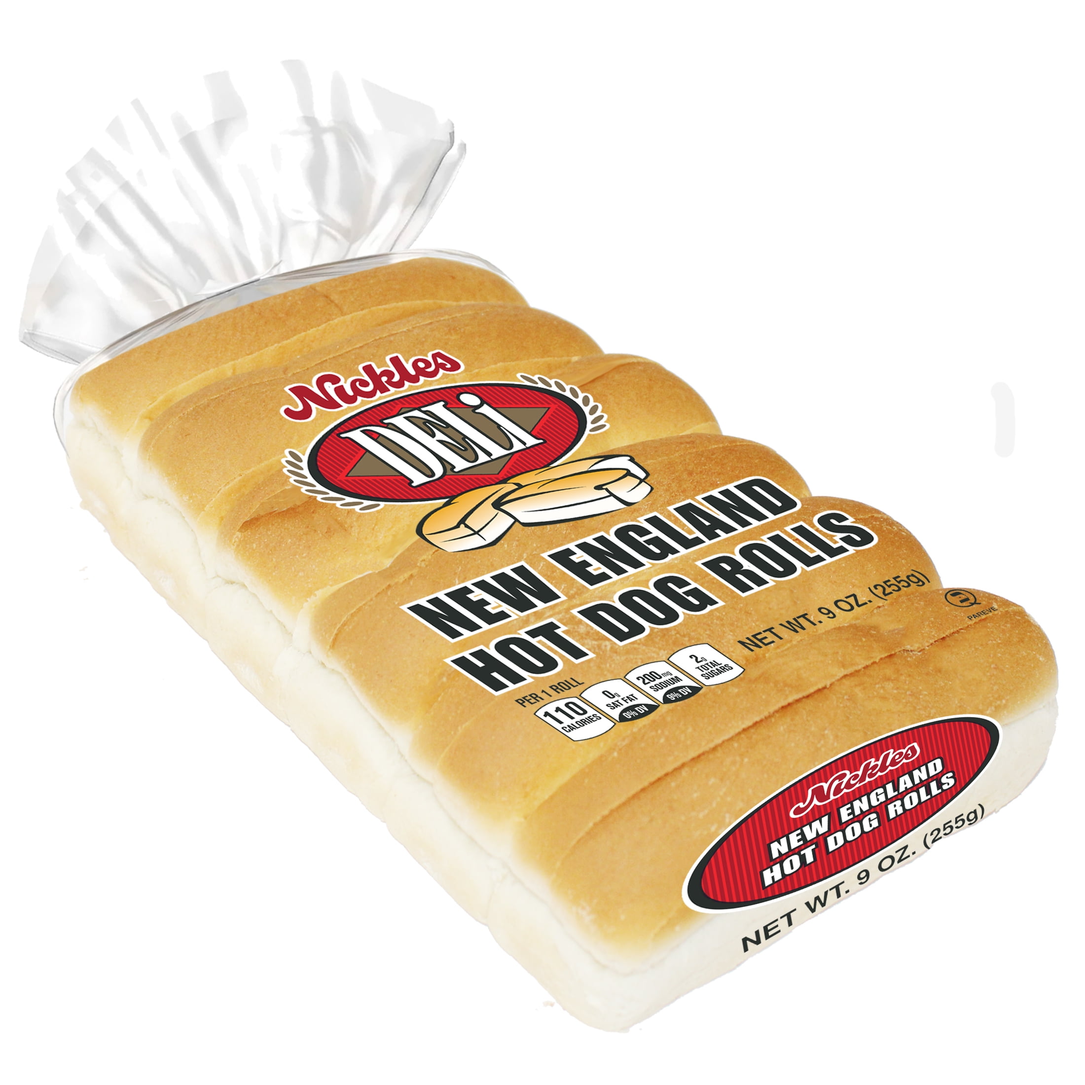 Nickles Bakery Deli Style New England Hot Dog Rolls, 6-Inch, 6 Count, 9-Ounce.