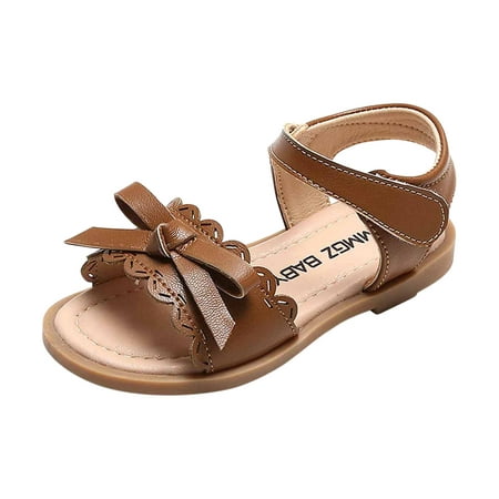 

Juebong Sandals for Baby Girls Clearance Kids Girls Strappy Sandal Open Toe Summer PU leather Sandal Slip On Princess Flat Sandals Flower Shoes for Kids Size 0-12 Years