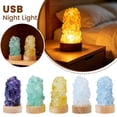 thumbnail image 2 of Natural Stone Salt Lamp with USB Charging and Wooden Base for Bedroom and Meditation, 2 of 10