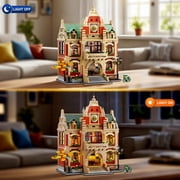 TERRAMUS University Club House Building Set with Light, 1629 Pcs City Campus Architecture Model Home Office Decor Building Blocks Kit, Creative Building Toys for Age 12+