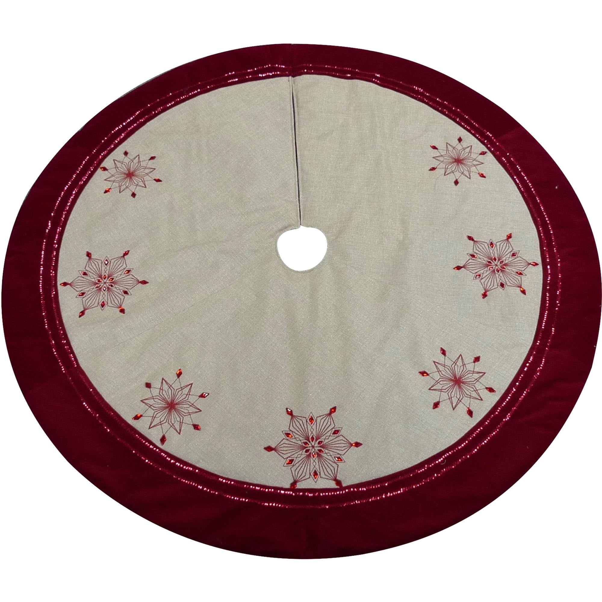 Holiday Time Christmas Decor 56" Red Trim with Jewel Tree Skirt