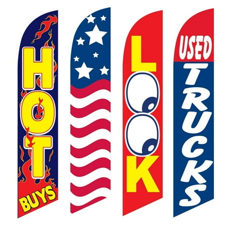 4 Advertising Swooper Flags Hot Buys USA Look Used Trucks