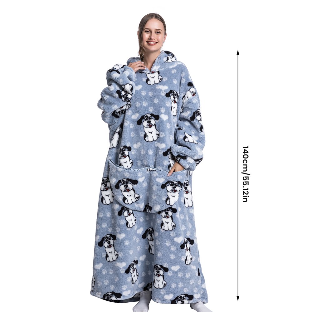 Couverture à Capuche Surdimensionnée En Flanelle Pour Adultes - Manches Longues, Grande Poche, Ultra Douce Et Chaude
