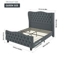 Homfa Quuen Size Bed Frame, Modern Velvet Tufted Upholstered Platform Bed with Deep Button High