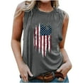 thumbnail image 2 of Titcea 4th of July Womens Tops USA Letter Flag Printed Round Neck Sleeveless Patriotic Sexy Tank Tops Hawaiian Beach Holiday Sports Workout Running Shirts, 2 of 4