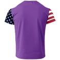 thumbnail image 4 of Men's 250 Years 1776-2026 Shirt with Jet Smoke American Flag Graphic and Star Stripe Sleeves Featuring Classic Round Neck Purple L, 4 of 5