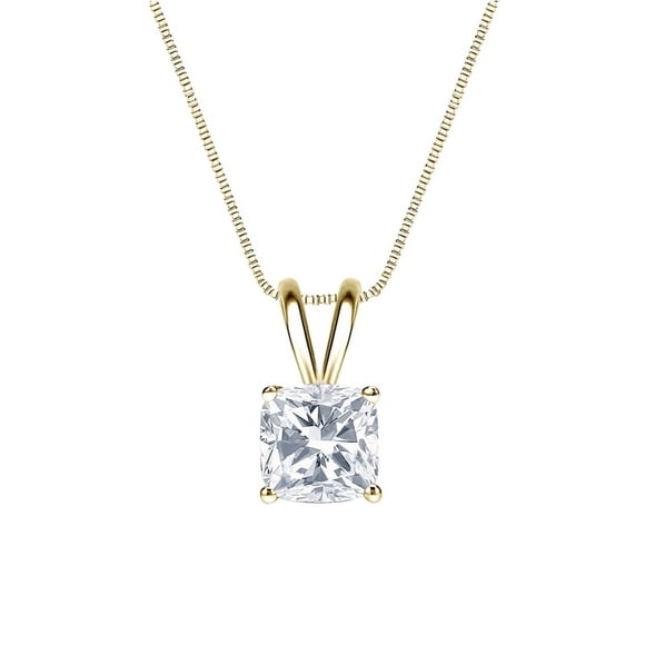 Collar Colgante de Moissanita JeenMata Talla Cojín 1 Quilate Bañado En Oro Amarillo de 18 K sobre Plata