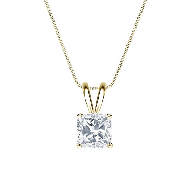 Collar Colgante de Moissanita JeenMata Talla Cojín 1 Quilate Bañado En Oro Amarillo de 18 K sobre Plata