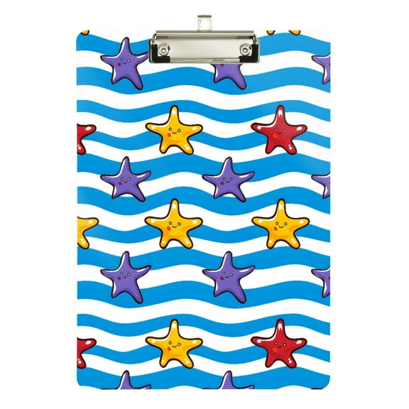 ALAZA Plastic Clipboard A4 Letter Size Decorative Clipboards for Students Women Men 9" x 12.5" Wavy Starfishes